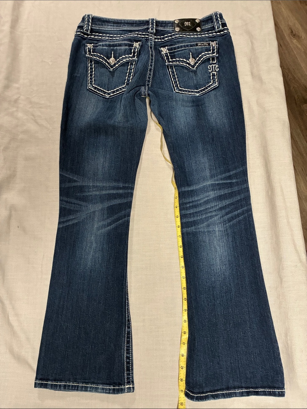 Miss Me Women’s Dark Blue Signature Bootcut Jeans, Size 31/32